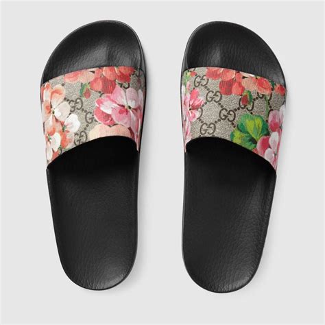 gucci flower slides cheap|gucci flip flops with flowers.